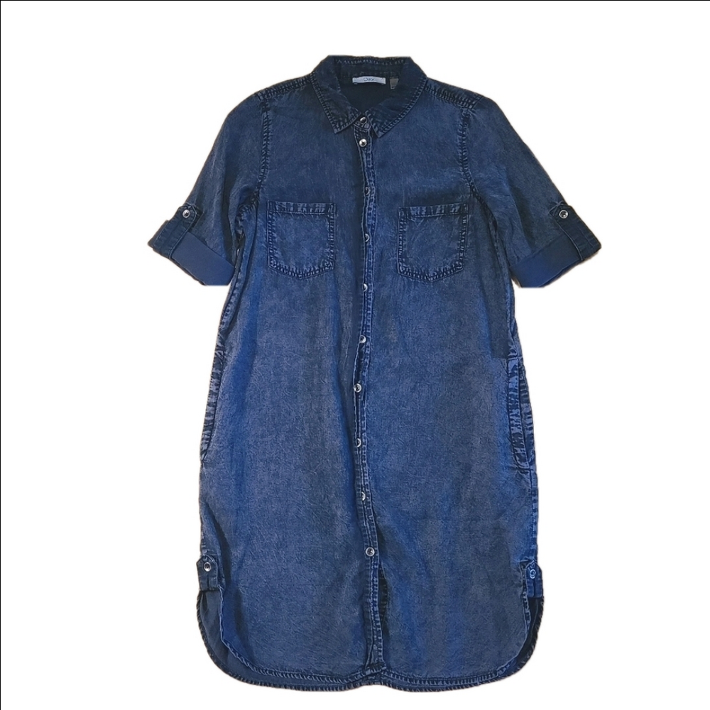 Dex Acid Wash Denim Chambray Mini Dress XSmall